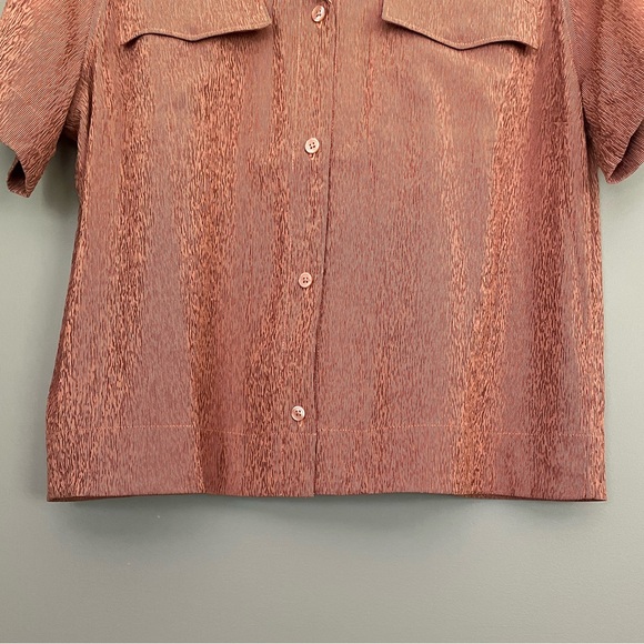 {Athleta} Echo Button Down Short Sleeve Top in Rust - Womens Medium - Picture 3 of 10